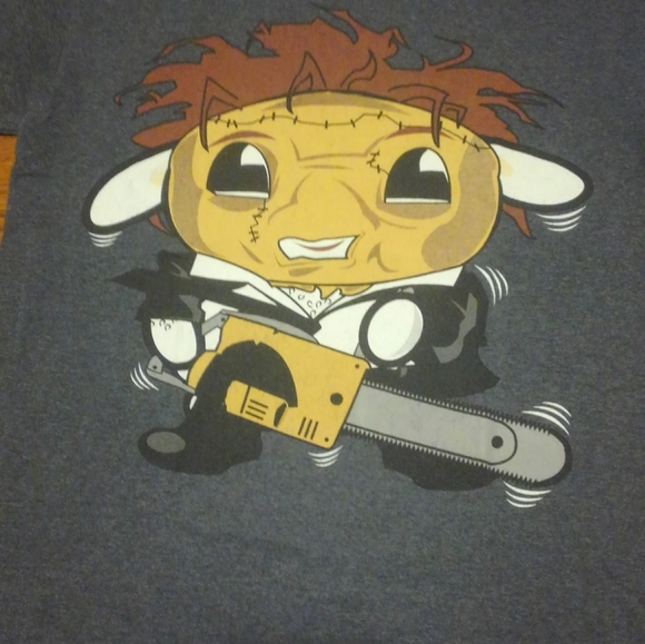 Leatherface Horror cartoon Shirt Gray Small - Picture 5 of 6